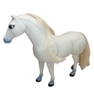 7" 1997 Vintage Mattel Barbie White Walking Horse~ Rooted Mane & Tail~